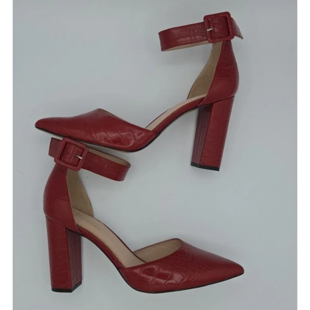 Michael By Michael Shannon Romina Women's Shoes Red ,Ankle Strap, Croc, Size 11